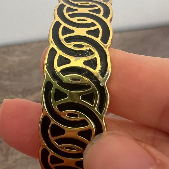 Vintage Liz Claiborne Style is More than Fashion Enamel Gold Bangle Bracelet - Picture 5 of 8